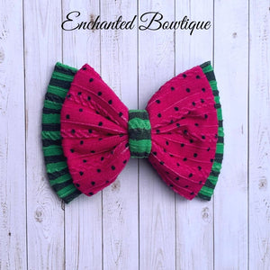 Double Stacked Ella Bow- Watermelon