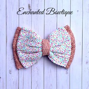 Double Stacked Ella Bow- Ice Cream